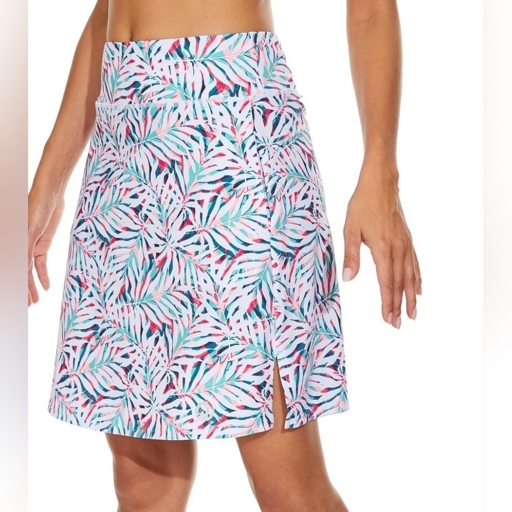 Moteepi Women's L Tropical Palm Leaf Knee Length Tennis Golf Pickleball Skort